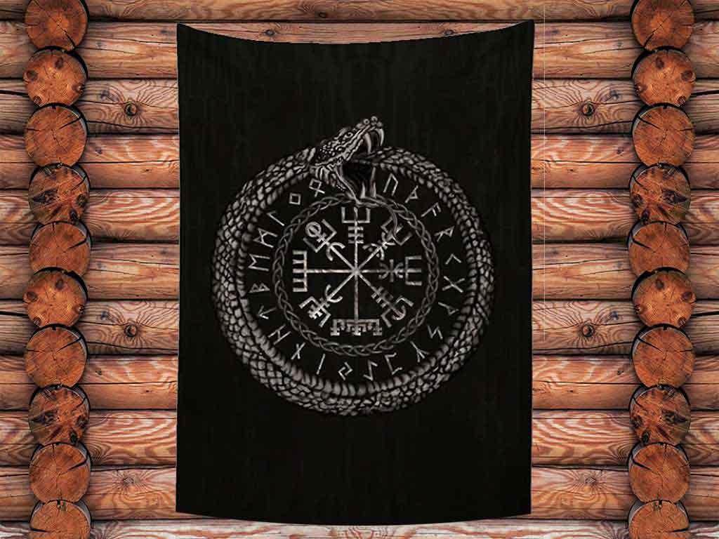 Wall cloth Vegvisir with rune circle